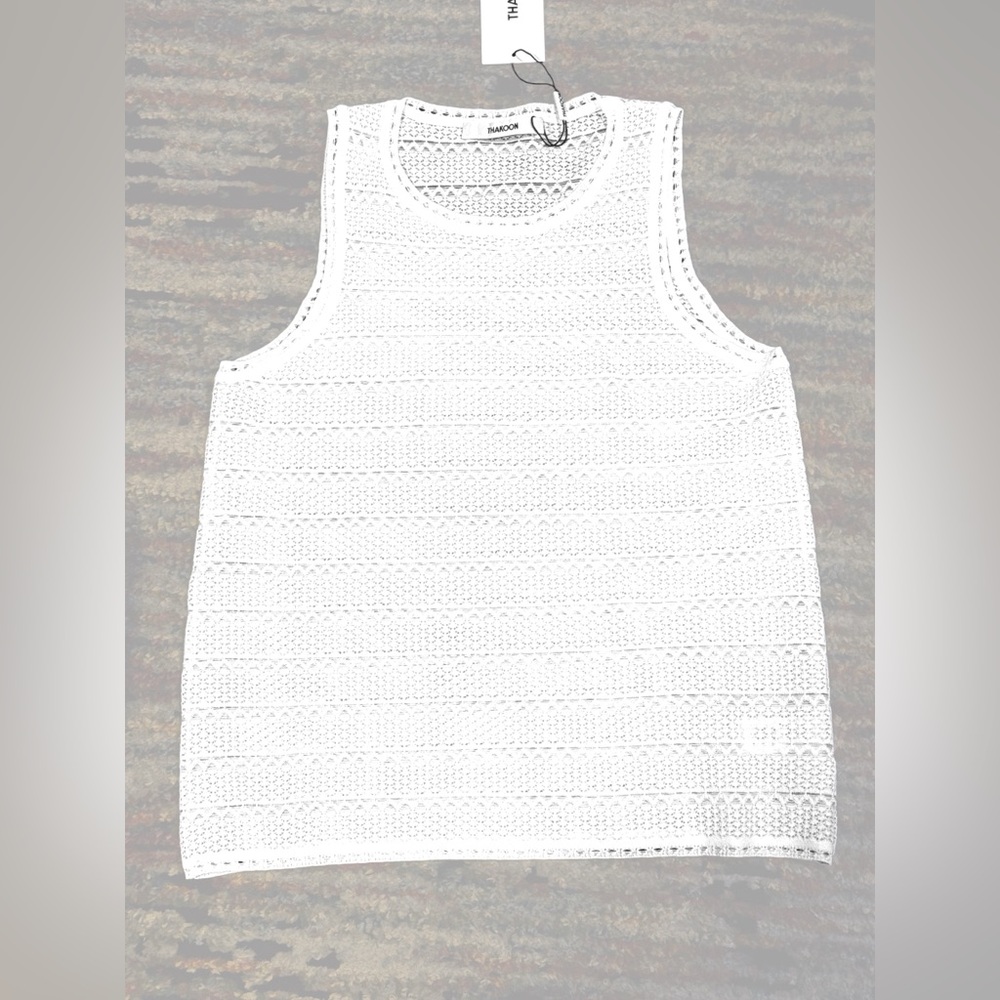 Thakoon NWT Women’s Lace Jacquard crew neck tank, color Ivory (winter white) LG